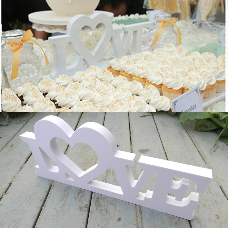 30X12X0.7Cm Size Bruiloft Decoratie "Liefde" Witte Letters Bruiloft Teken Mariage Tafel Decor Bruiloft party Decoraties