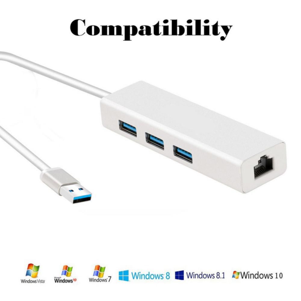 Network Adapter 3 Ports USB 3.0 1000Mbps Gigabit Ethernet LAN RJ45 Hub pc computer accessories for macbook air