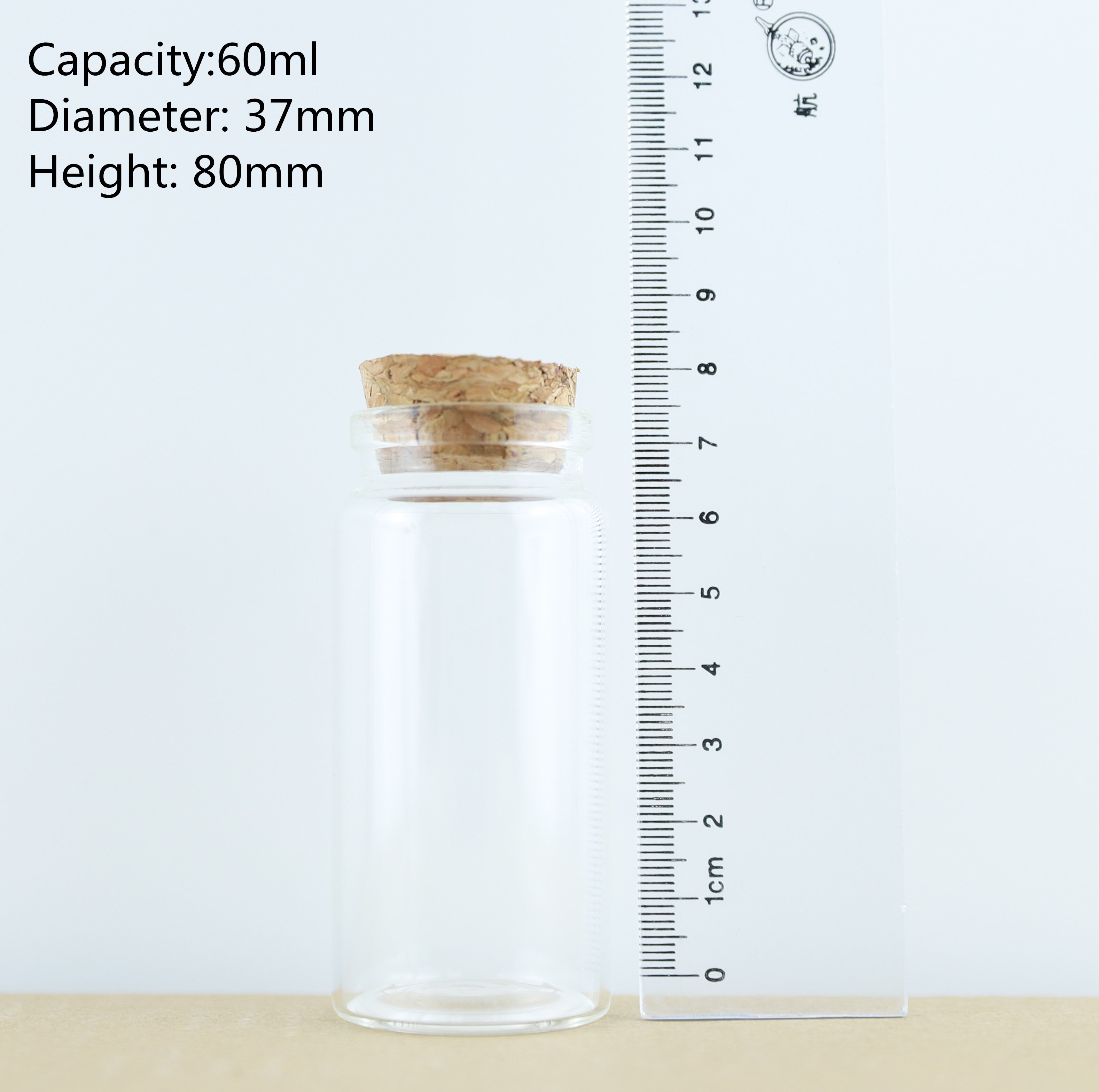 24 Stks/partij Diy Glazen Flessen Wens Kurk Ambachten Potten Kurk 37Mm Diameter Transparante Lege Glazen Flessen: 60ml