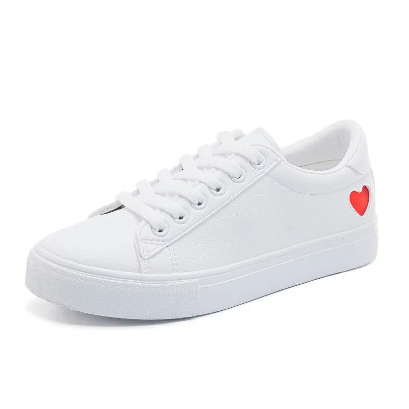 Dam canvas skor dam casual flats hjärta snörning dam vår/höst skor vita sneakers eur storlek 36-42