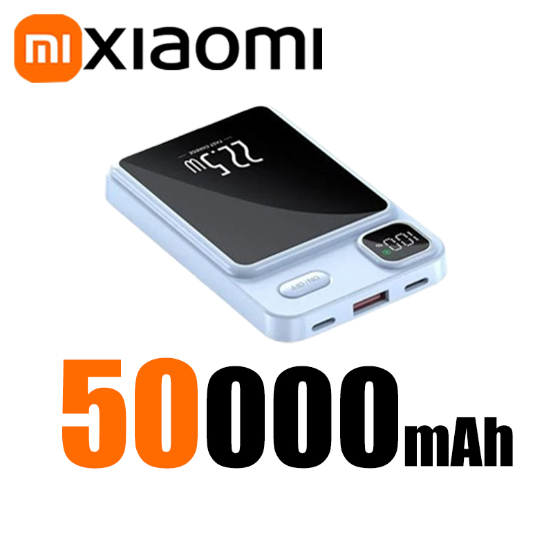 Xiaomi 50000mAh Magnetic Wireless Charger Power Bank Magsafe External Battery Super Fast Charging PowerBank For iPhone 15 16: Yellow
