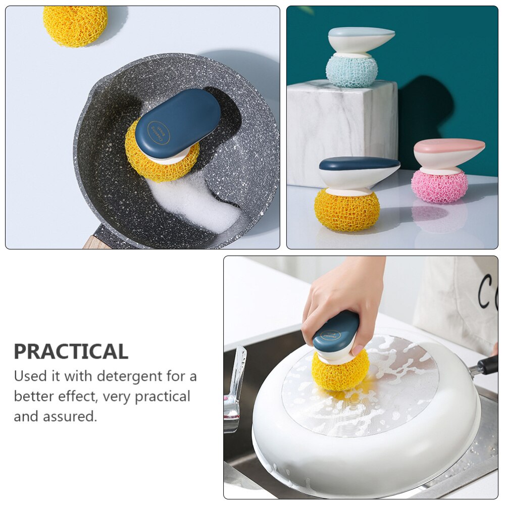 3PCS Scouring Brush Kitchen Utensil Pot Pan Dish Scouring Cleaning