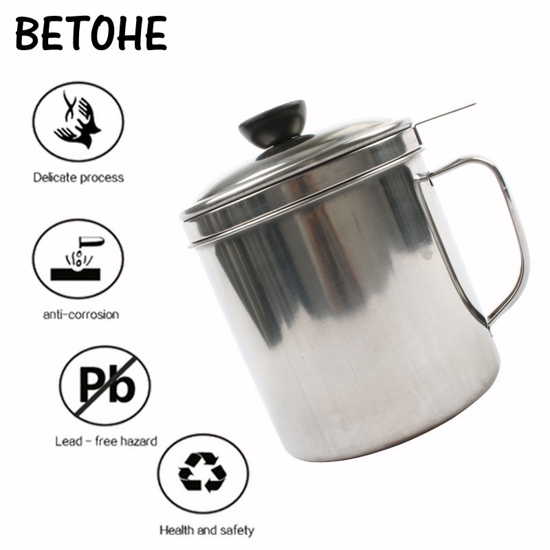 BETOHE 1.8L Stainless Steel Oil Strainer Pot Greas... – Grandado