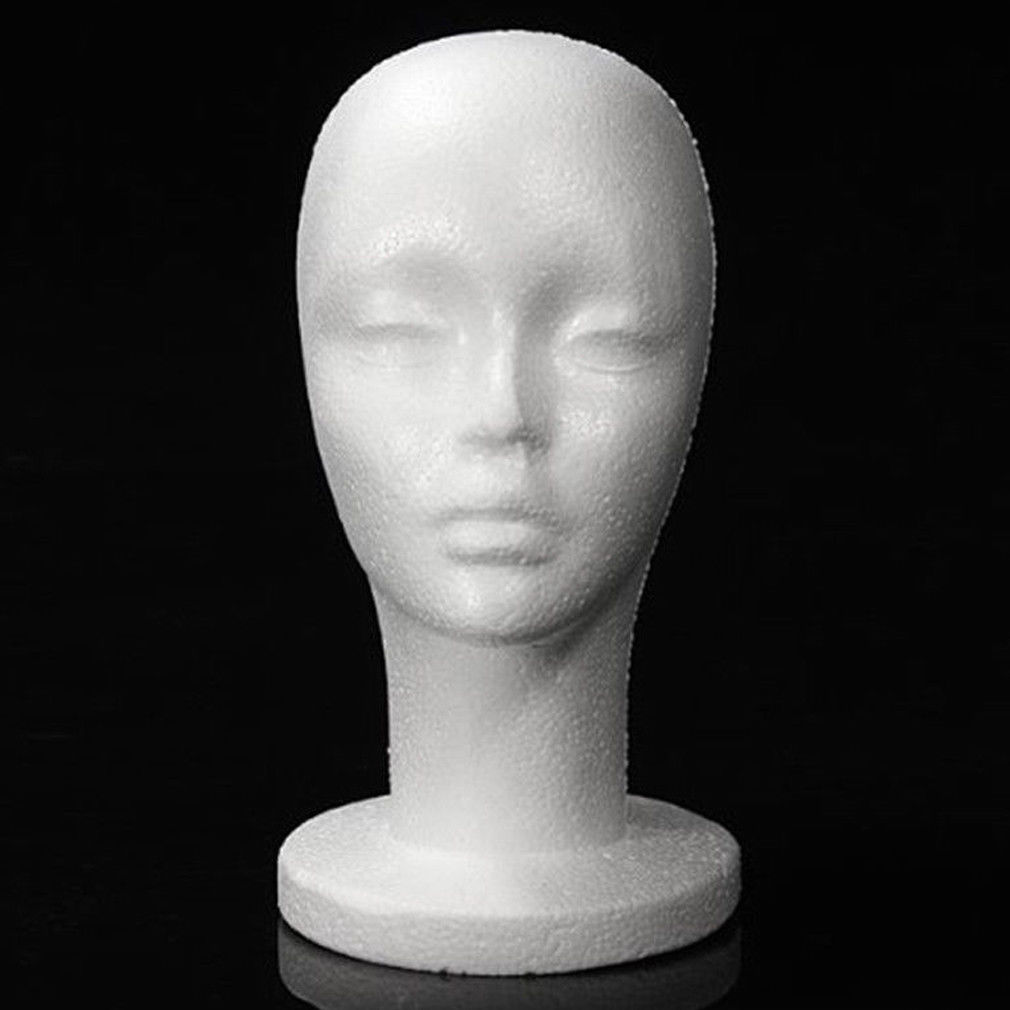 Styrofoam Foam Mannequin Female Head Model Dummy Wig Glasses Hat Display Stand