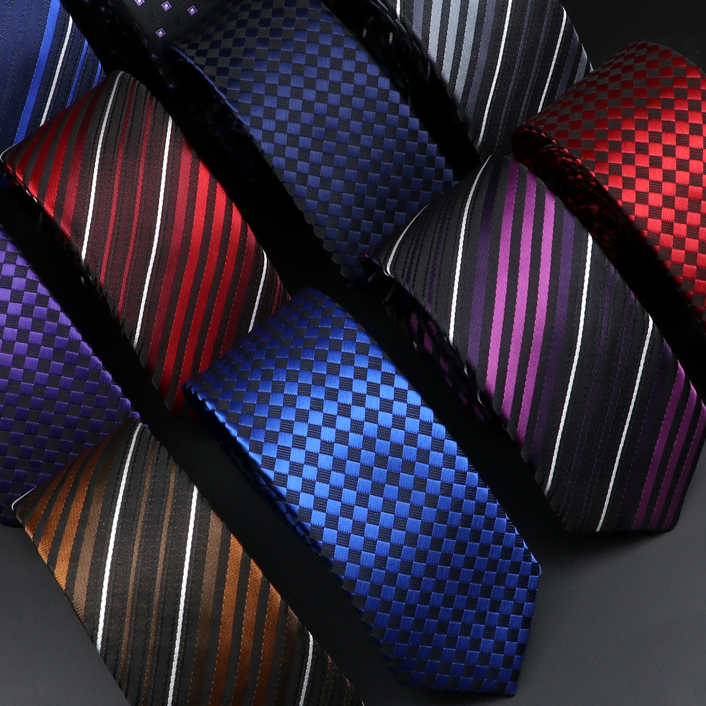 Klassische, schmale, gestreifte Krawatte für Herren, verrotten, marineblau, Jacquard-gewebt, solide Krawatte mit karierten Punkten, Alltagskleidung, Krawatte, Hochzeit, Party,