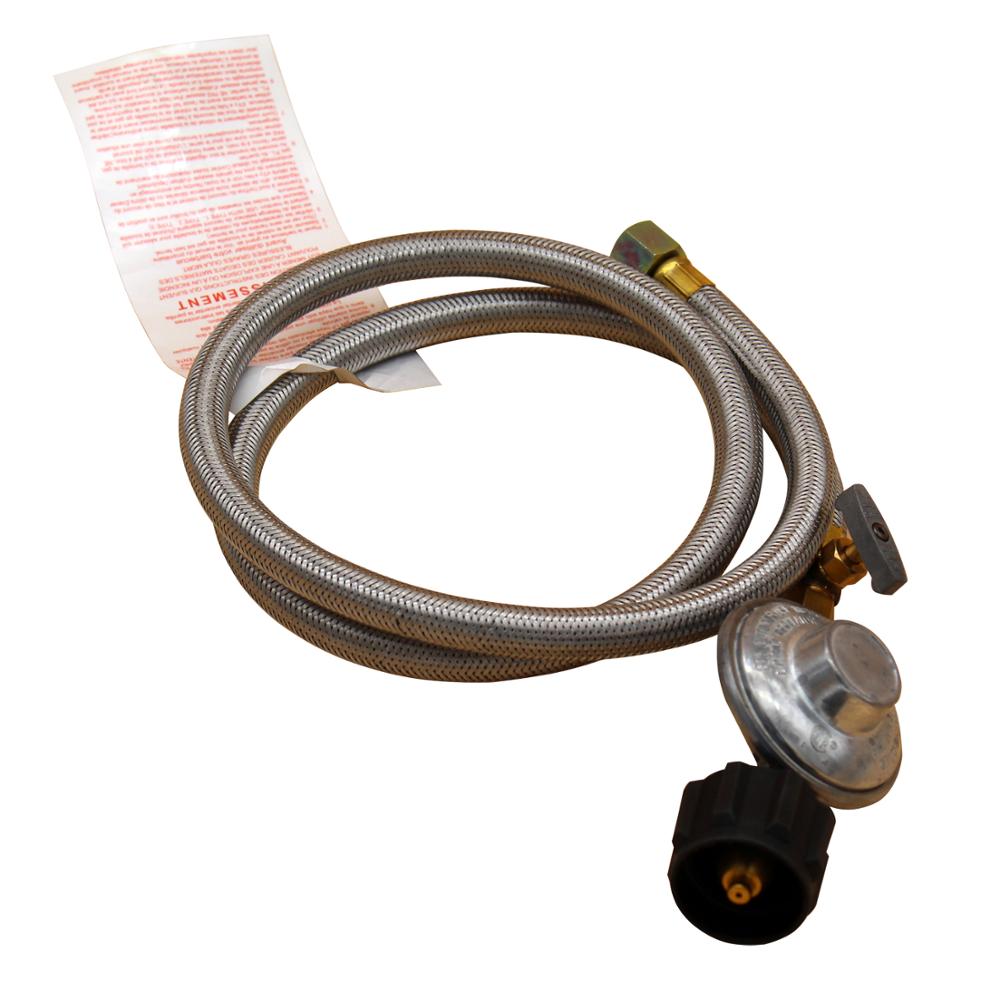 Propane Grill Shut-Off Control Regulator Valve with 4FT Flexible Hose (QCC1 Type 4FT Low Pressure Valve with Shut-Off Valve)