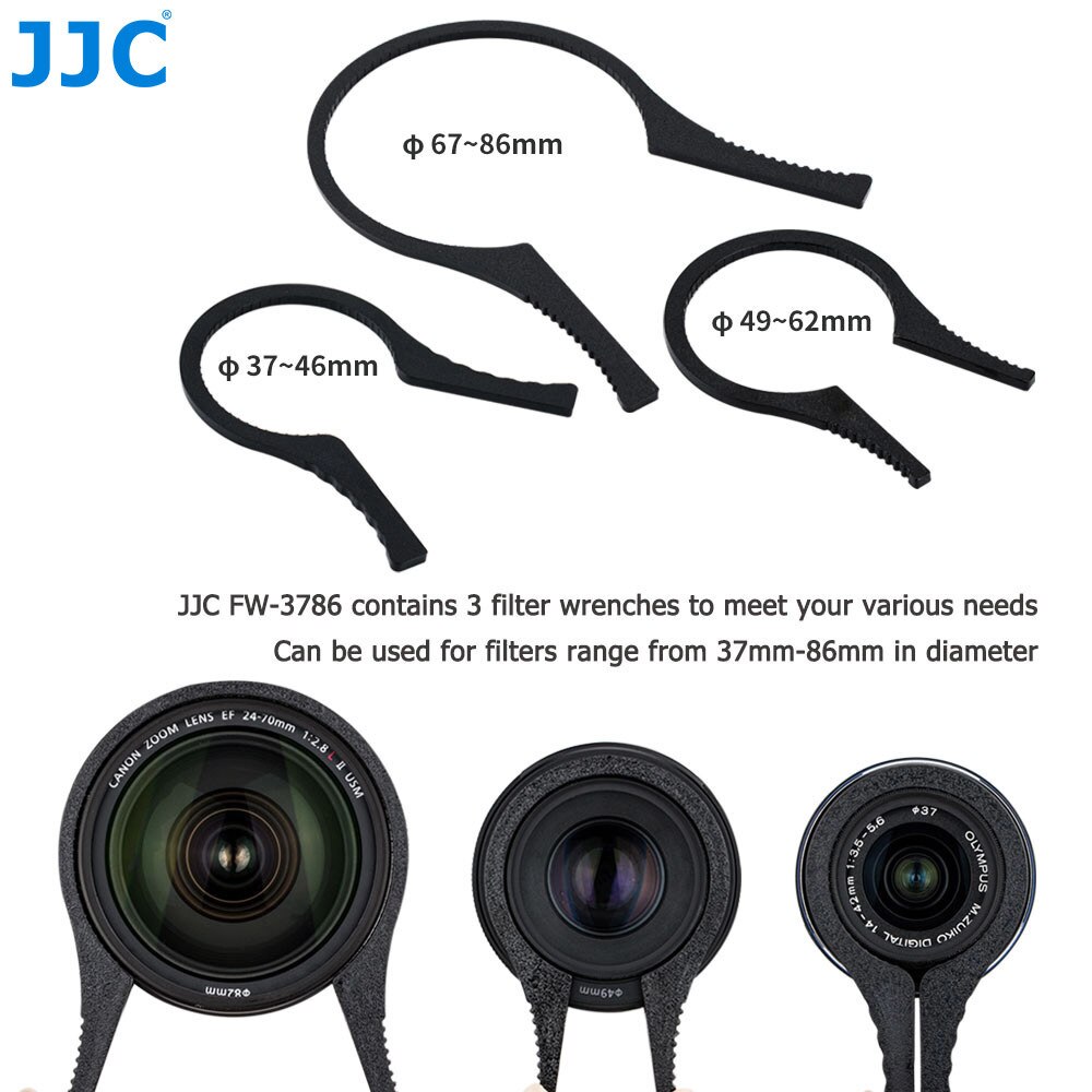 JJC 3in1 Filter Wrench for 37mm 40.5mm 46mm 49mm 52mm 55mm 58mm 62mm 67mm 77mm 82mm 86mm UV CPL ND Filter Remove Detaching Tool