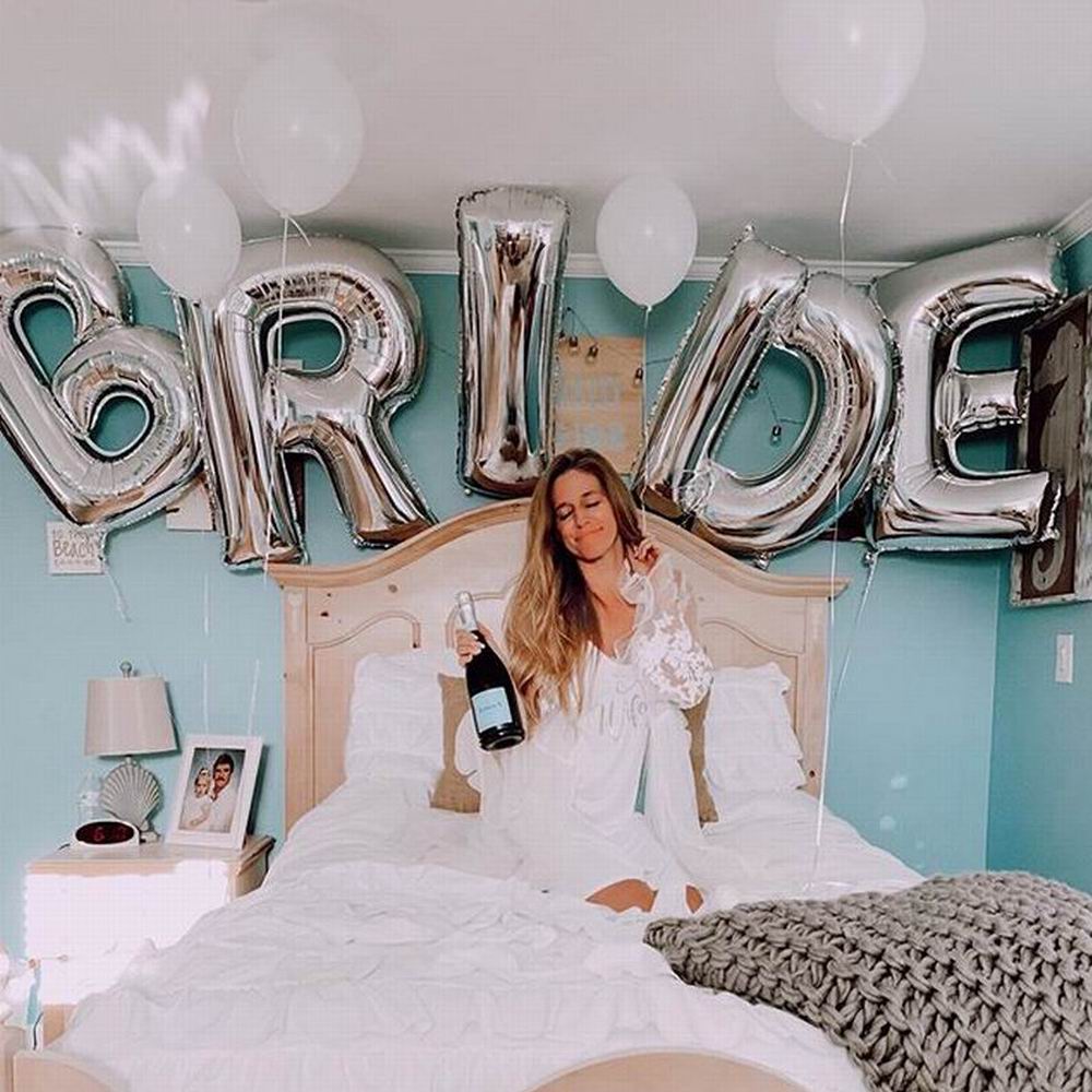 5 stk 30 tommer rose guld brud brev folie balloner bryllup dekorationer team brud alfabet luftballon til brud bryllup ballon