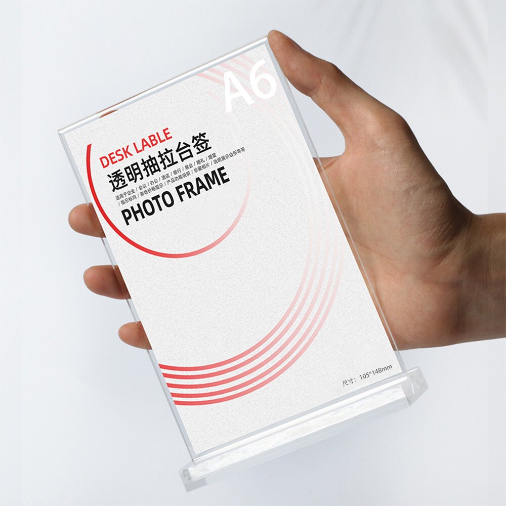 6PCS A4/A5/A6 Acrylic Display Board L Shaped Shelf Transparent Menu Display Stand Price Card Leaflet Poster Holders