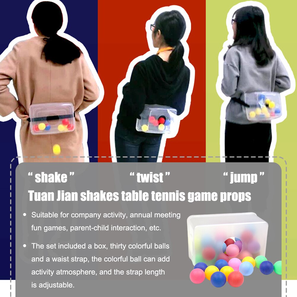 Wedding Colorful Indoor Outdoor Ball Shaking Game Kit Funny Party Props Holes Adjustable Belt PP Transparent Box Annual Meeting