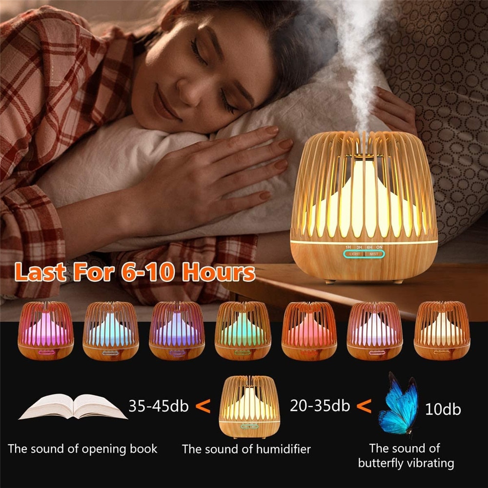 500Ml Ultrasone Aromatherapie Luchtbevochtiger Led Essentiële Olie Diffuser Luchtreiniger Thuis Mist Maker Geurverspreider Led Licht