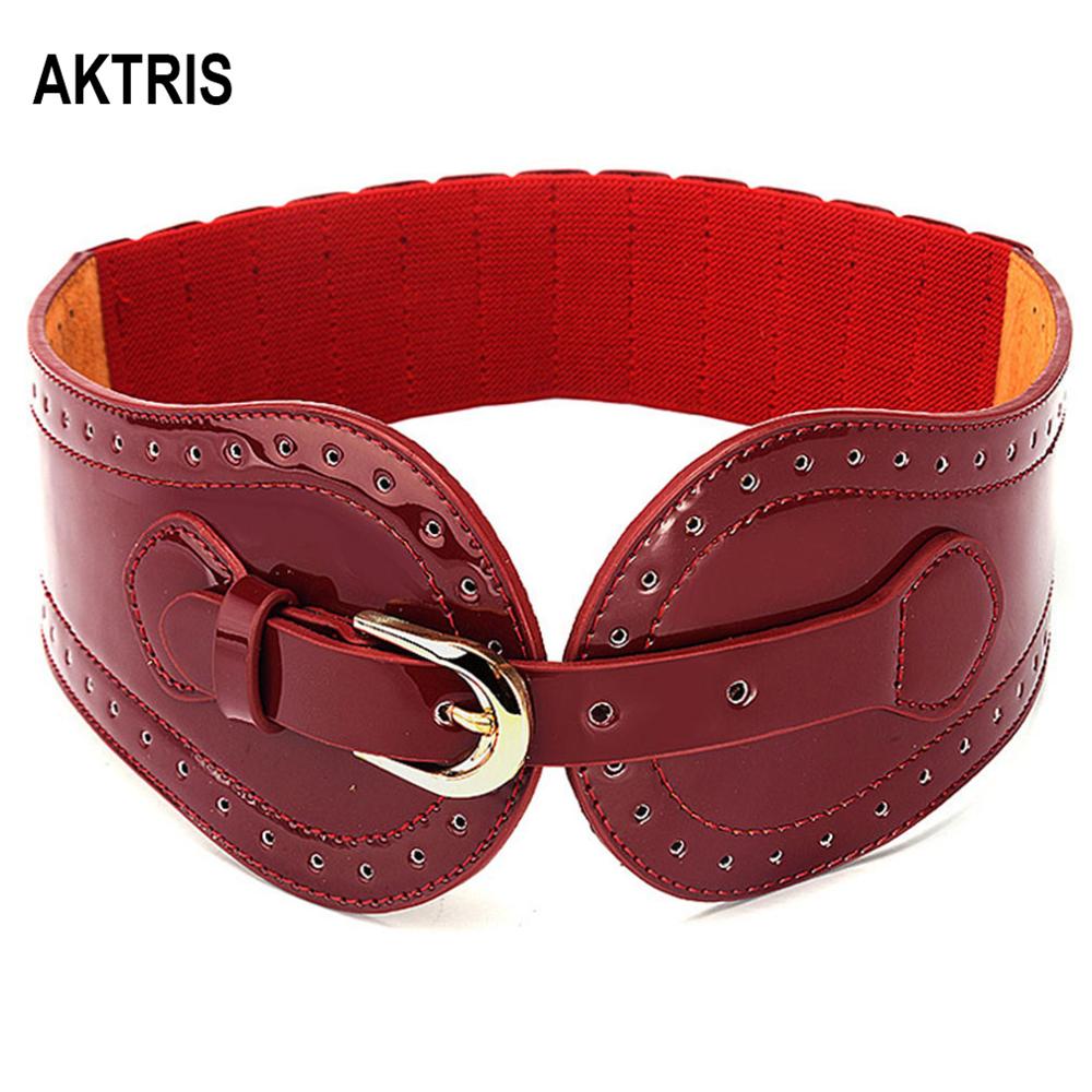 AKTRIS Dames Decoratieve Riemen Dermis Elastische Blauw Tailleband Taille Lakleer Down Jassen Tailleband Vrouwen FCO123