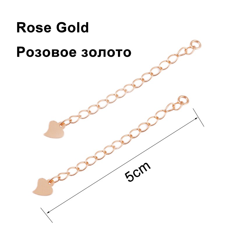 S925 Sterling Zilver Onregelmatige Hart Armband Staart Ketting Verlengketting Voor Diy Sieraden Maken Sieraden Accessoires Benodigdheden: rose god 5cm