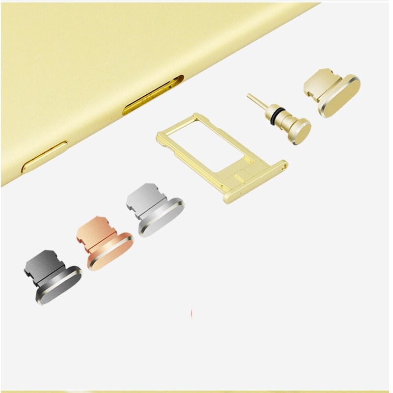 Metal Charging Port 3.5mm Earphone Jack USB Dust Plug Set For iPhone XS Max XR X 8 7 7 6 6S Plus 5 5s Mini Anti Dust Cap Stopper