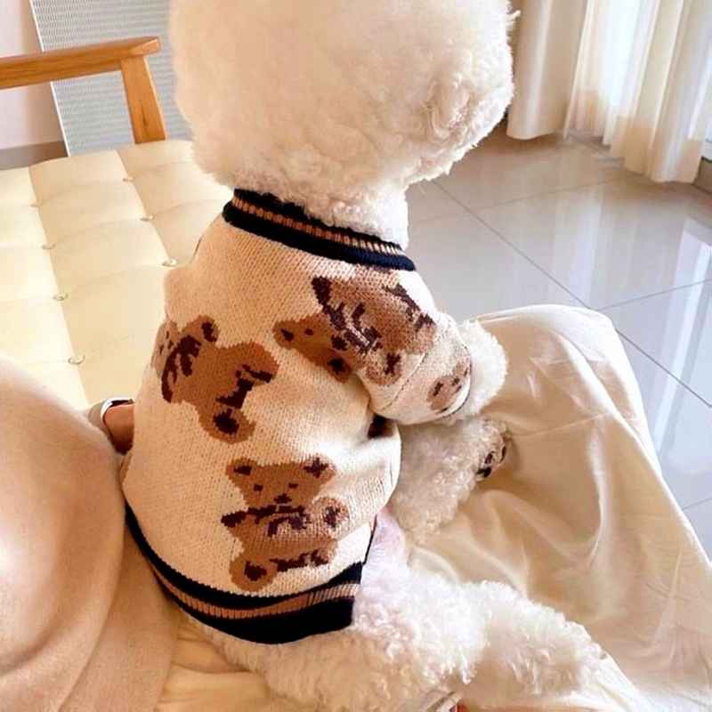 Luksusowe ubranka dla psów Chihuahua Pet Striped Cardigan Sweater Bichon Frise Puppy Kitten Dog Warm Coat Cat Dog Accessories Pet Outfit: XS / green