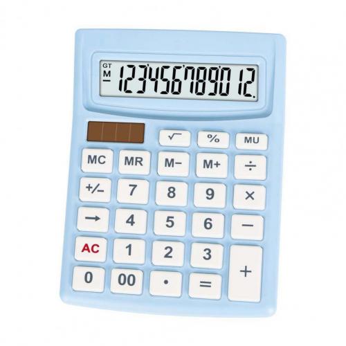 Calculator LCD Display Large Button ABS Solar Digit Handheld Calculator for Home: Blue