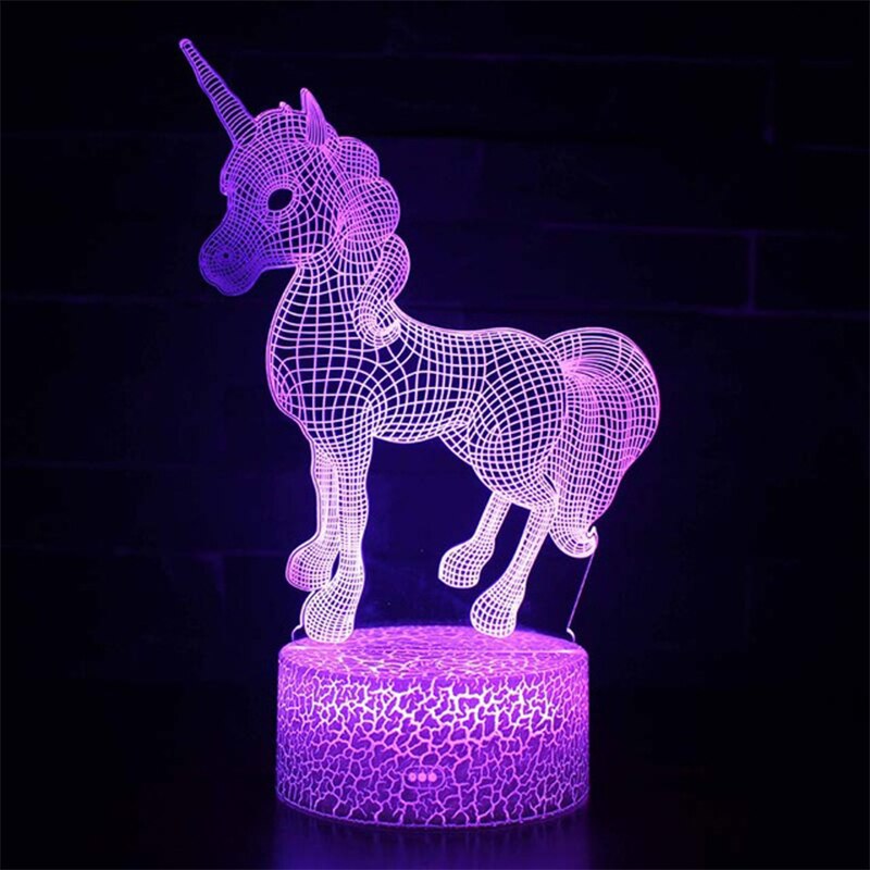 Linson 3D eenhoorn Led Licht eenhoorn Dier Lamp Led Nachtlampje USB Bureau Tafellamp Luminaria Home Decoratie Kinderen Speelgoed: 2 / Touch 7 COLOR