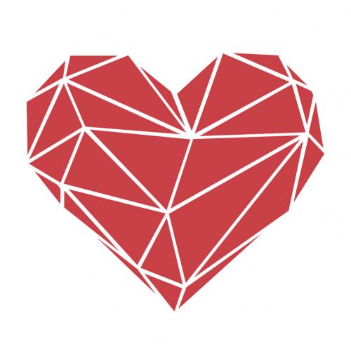 Geometric Love Heart Shape Acrylic Mirror Decorative Three-dimensional Wall Sticker Mirrors: Red