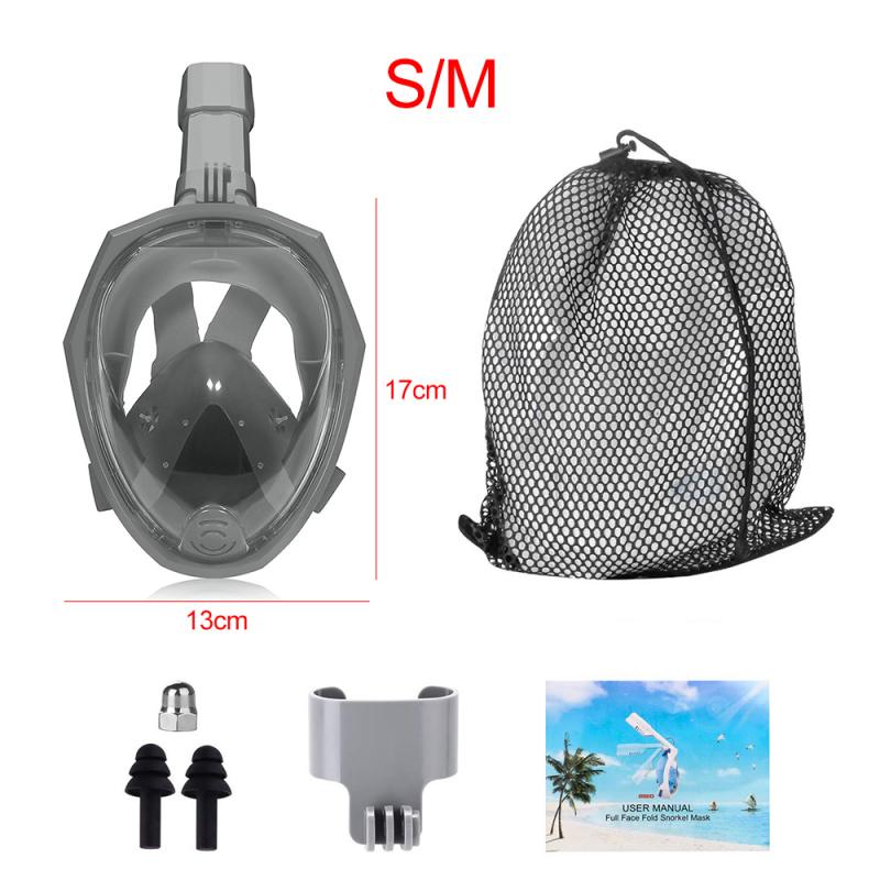 Full Face Diving Mask 180 Viewing Area Seaview Snorkel Mask Panoramic Diving Set Underwater Anti Fog For Swimming: SM Gray