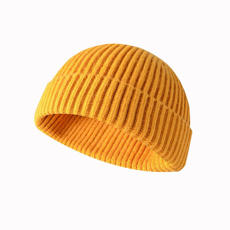 Men/Women Unisex Autumn Winter Knitted Hat Beanie Skull Cap Sailor Cap Cuff Brimless Retro Warm Hat Retro Warm Hat: Yellow