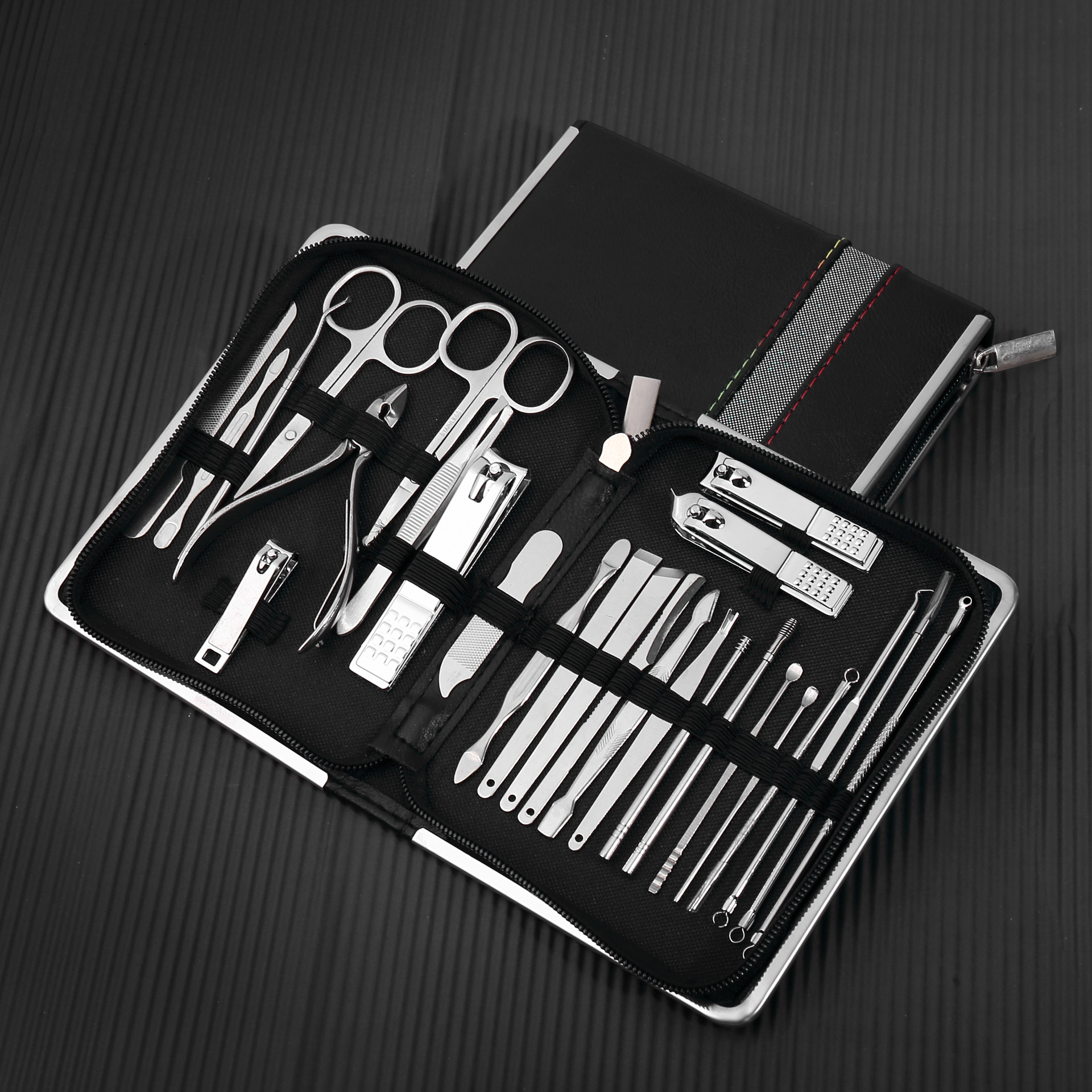Pink Stainless Steel Nail Clipper Set 7-piece Pedicure Knife Beauty Tweezers Nail Manicure Set Nail Tools Toe Nail Clippers: black 26 pcs set