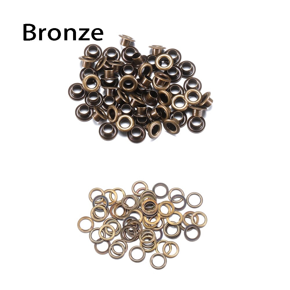 50 sæt hul 5mm metaløjer tyller læder håndværk diy scrapbog sko bæltehætte taske spænde tøj tilbehør: Bronze