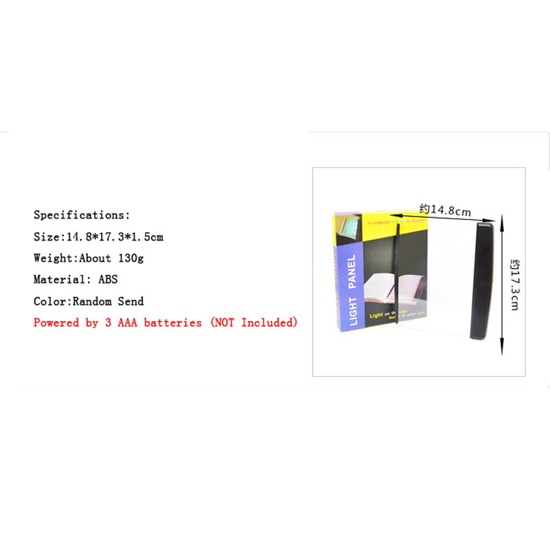 Portable Ultra-thin Flat Plate Panel Reading Light Students Night Vision Light Eye Protect Battery Plastic Book Light Lamp