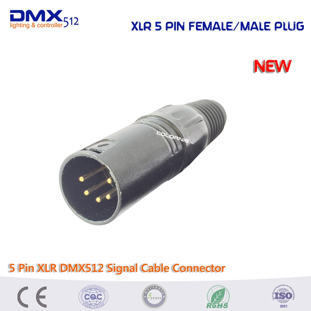 Conector XLR de 5 pines para iluminación de escenario, Cable de señal MX512, Conector de enchufe hembra y macho.