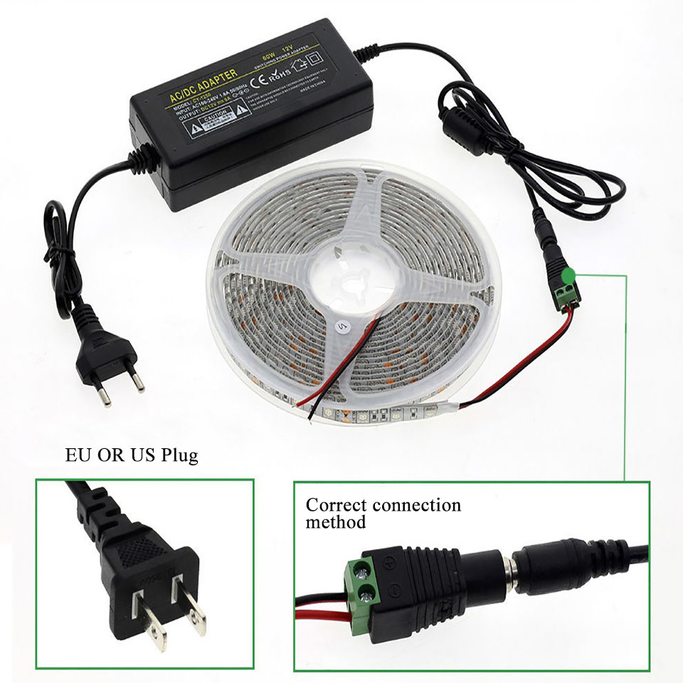LED Grow Light Full Spectrum 5M Phyto Lamp SMD 5050 Waterproof Growth Lamp For Greenhouse Hydroponic Plant Growing+Power adapter