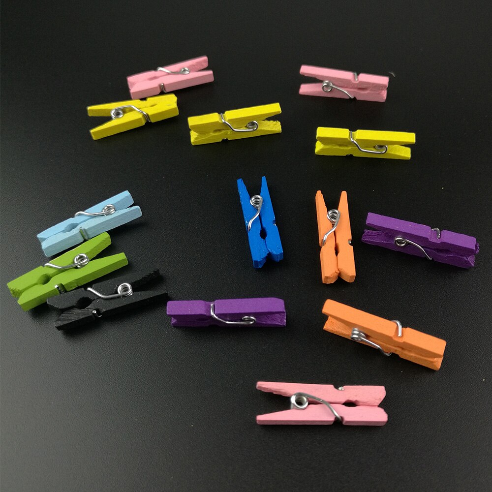 Pinzas de madera para ropa, Mini alfileres para calcetines, decoración colorida para el hogar, pinza para papel fotográfico, Clips para manualidades, 35MM, 50 Uds.