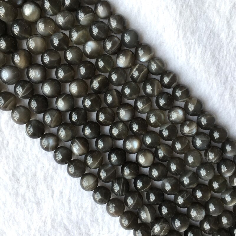 Hig Qualità Genuino Nero Naturale pietra di Luna luce del flash Allentati Rotondi Della Pietra Preziosa Branelli della Sfera 6 millimetri 8 millimetri 10mm 12mm 15 "05599