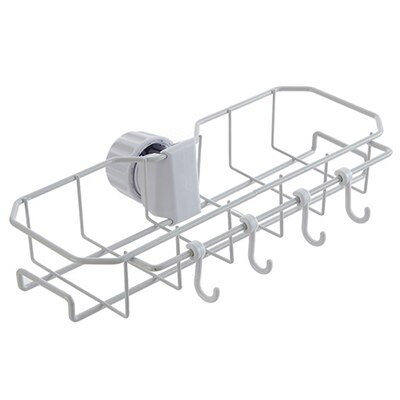 Porte-éponge antirouille pour salle de bain, robinet de cuisine, support d&#39;évier, boules de bain, support sec, accessoires de salle de bains et de cuisine: WHITE