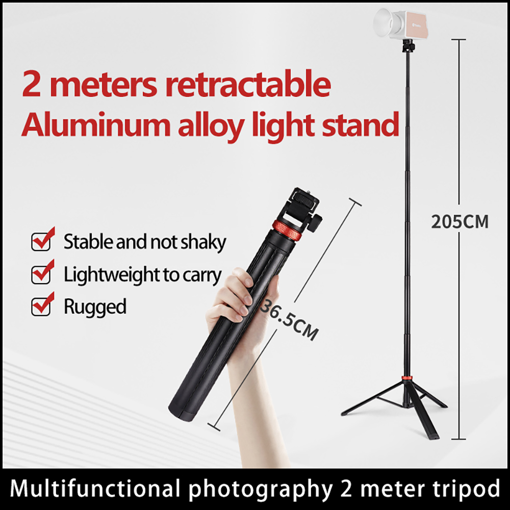 Treppiede allungabile MIAOTU MT-79 con vite da 1/4'' per treppiede per microfono con luce di riempimento per smartphone con fotocamera DSLR