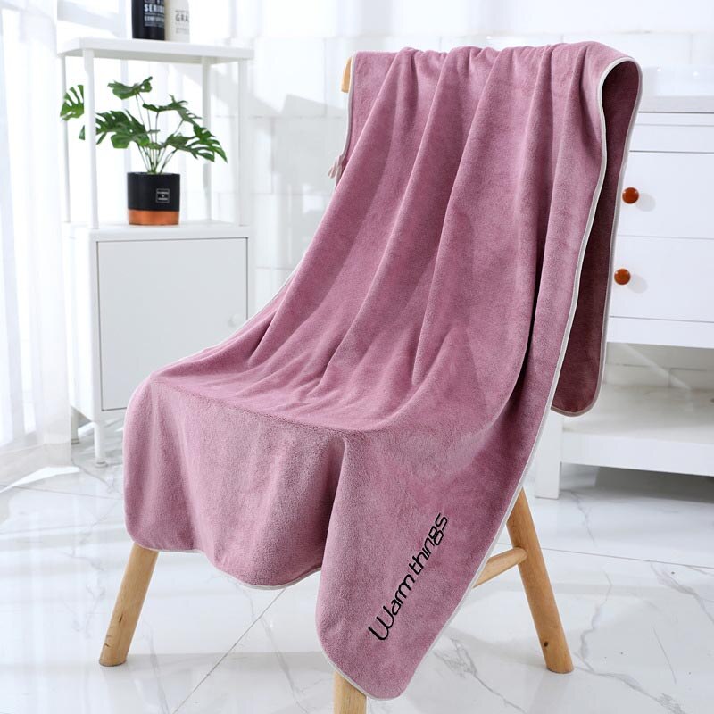 Microfiber Bath Towel Soft Absorbent Bathroom Towels Quick-drying Cloth For Bath And Sauna Thicken Spa Beach Towel Home Textile: Coral Purple