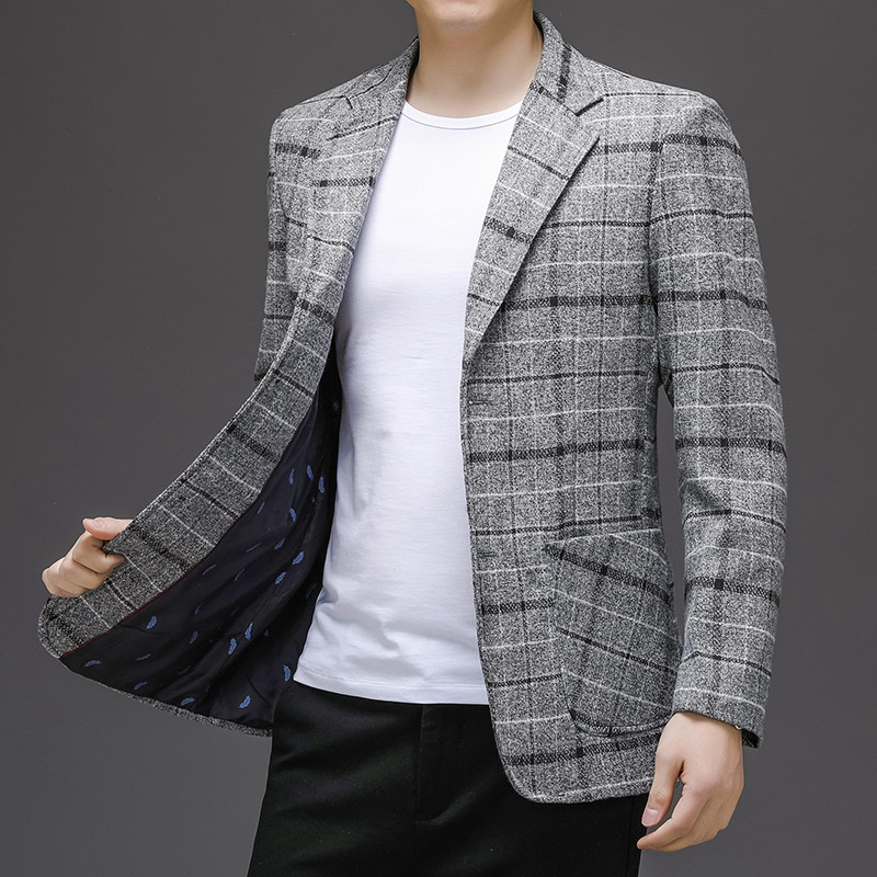 Blazer a cuadros Vintage de estilo británico para hombre, Chaqueta de traje informal ajustada con un solo botón, Blazer de negocios Social de talla grande M-3XL, 2022