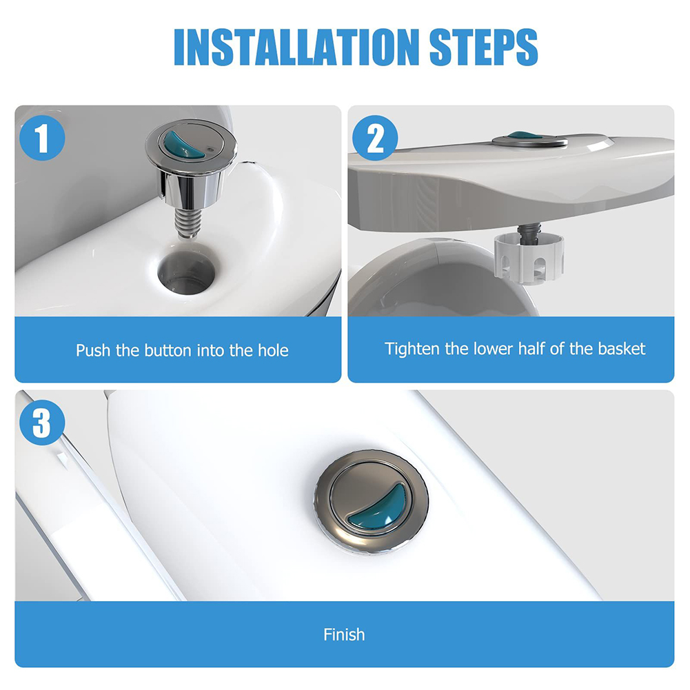 Toilet Push Button Dual Flush Water Saving Round Dual Push Switch For Cistern Tank Water Saving Rod Bathroom