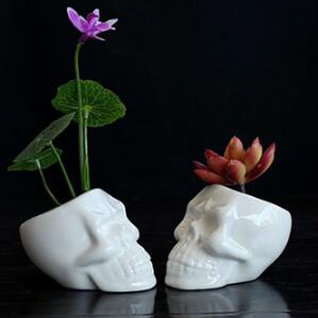 Maceta de cerámica con forma de cabeza de Calavera, y la Oficina para el hogar Decoración Retro, maceta suculenta para plantas y flores
