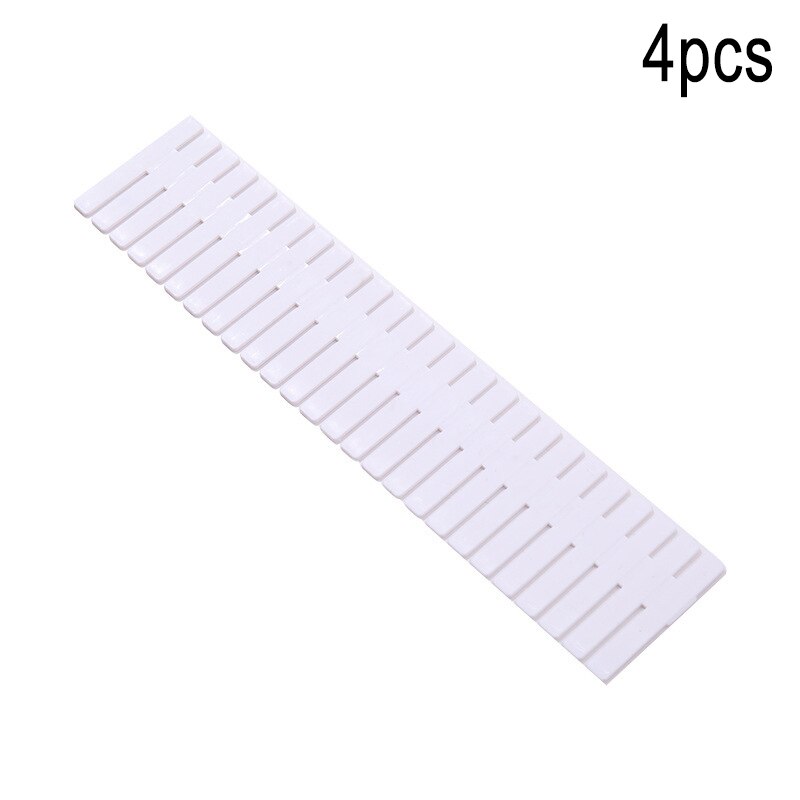 4PCS Adjustable Plastic drawer DIY grid divider household storage storage box underwear socks grid sorting grid free combination: White