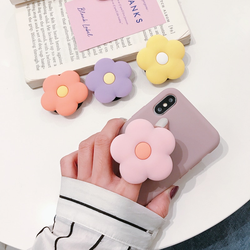 Cute Flower Folding stand Kawaii For Mobile phone Holder for iPhone X 8 7 6 Plus IPAD for Samsung For Huawei Phone Case Grip