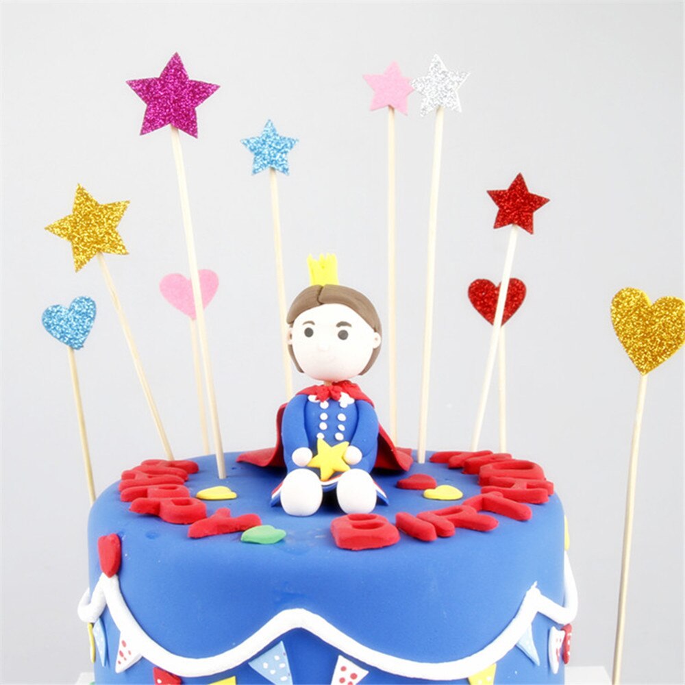 40PCS/set Handmade Lovely Pink Heart Cupcake Toppers Cake Party Supplies Birthday Wedding Party Decoration