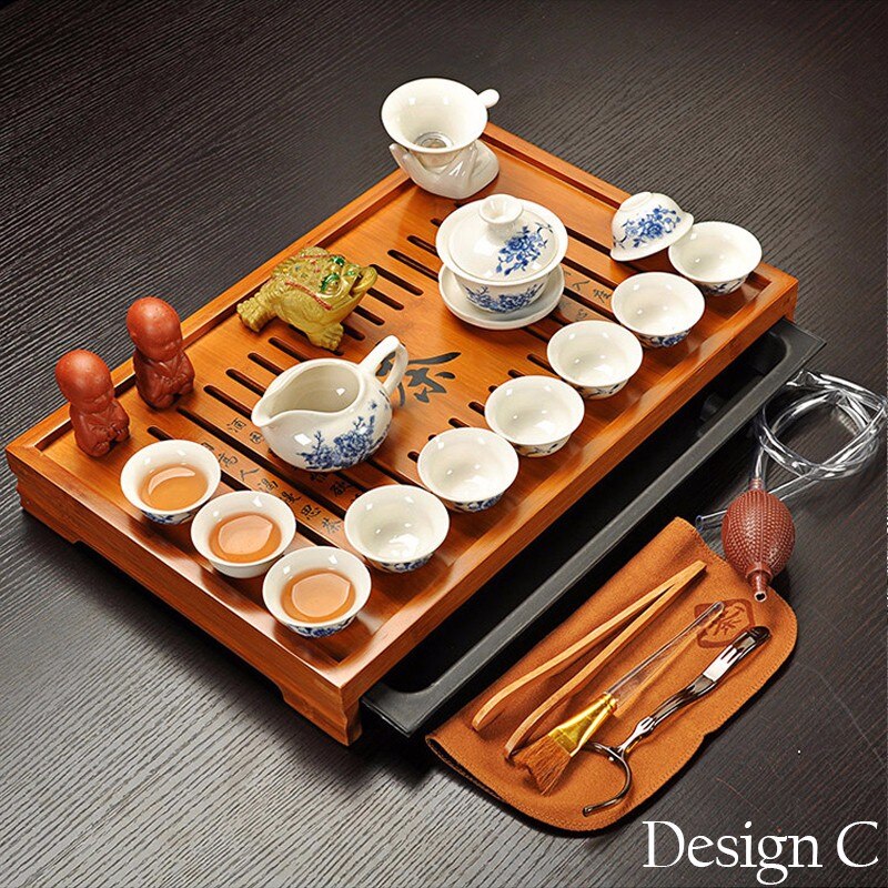 Jingdezhen Purple Clay Kung Fu Tea Set Drinkware Tea Cup,Tureen Infuser,Chinese Tea Ceremony with Gaiwan,Chahai Tea Table