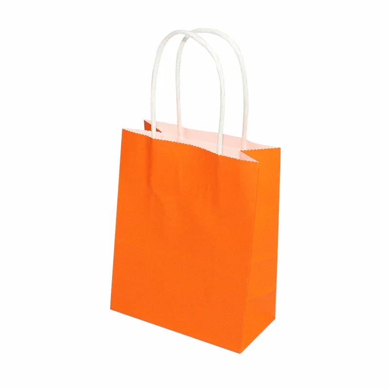 6/12pcs Mini Small Kraft Paper Bag with Handles Festival Bag Candy Shopping Bags