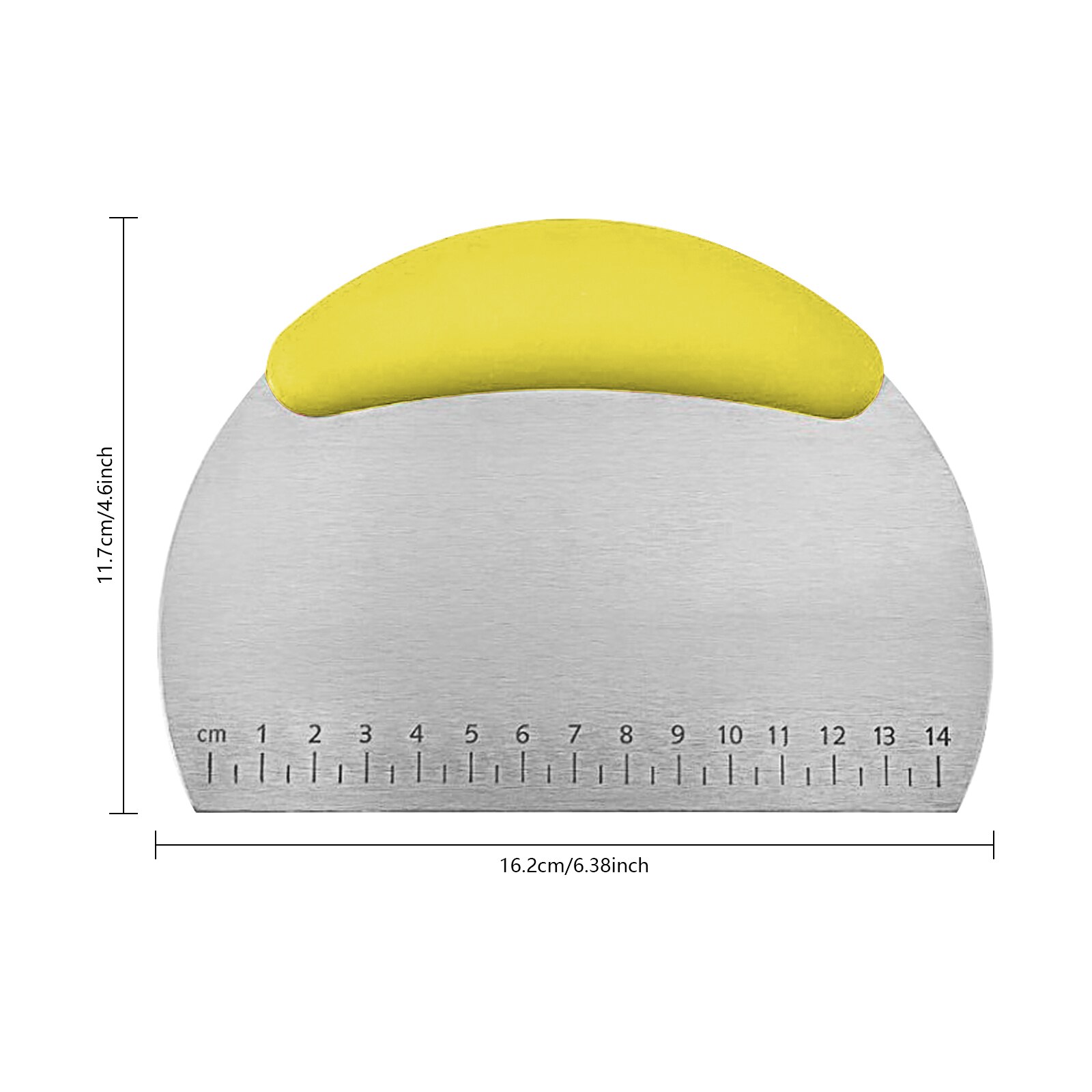 Kitchen Dough Scraper with Scale Stainless Steel Flour Dough Pizza Scraper Baking Utensils Pastry Spatula Baking Tools: Yellow16.2x11.7x1.5