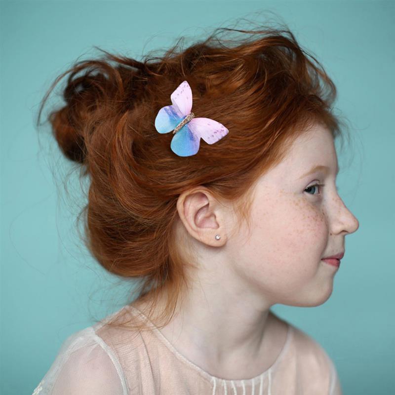 1 par de pinzas de pelo creativas para niños, pasador decorativo brillante para el pelo de mariposa, pasador para el pelo, accesorios para el pelo de niños,