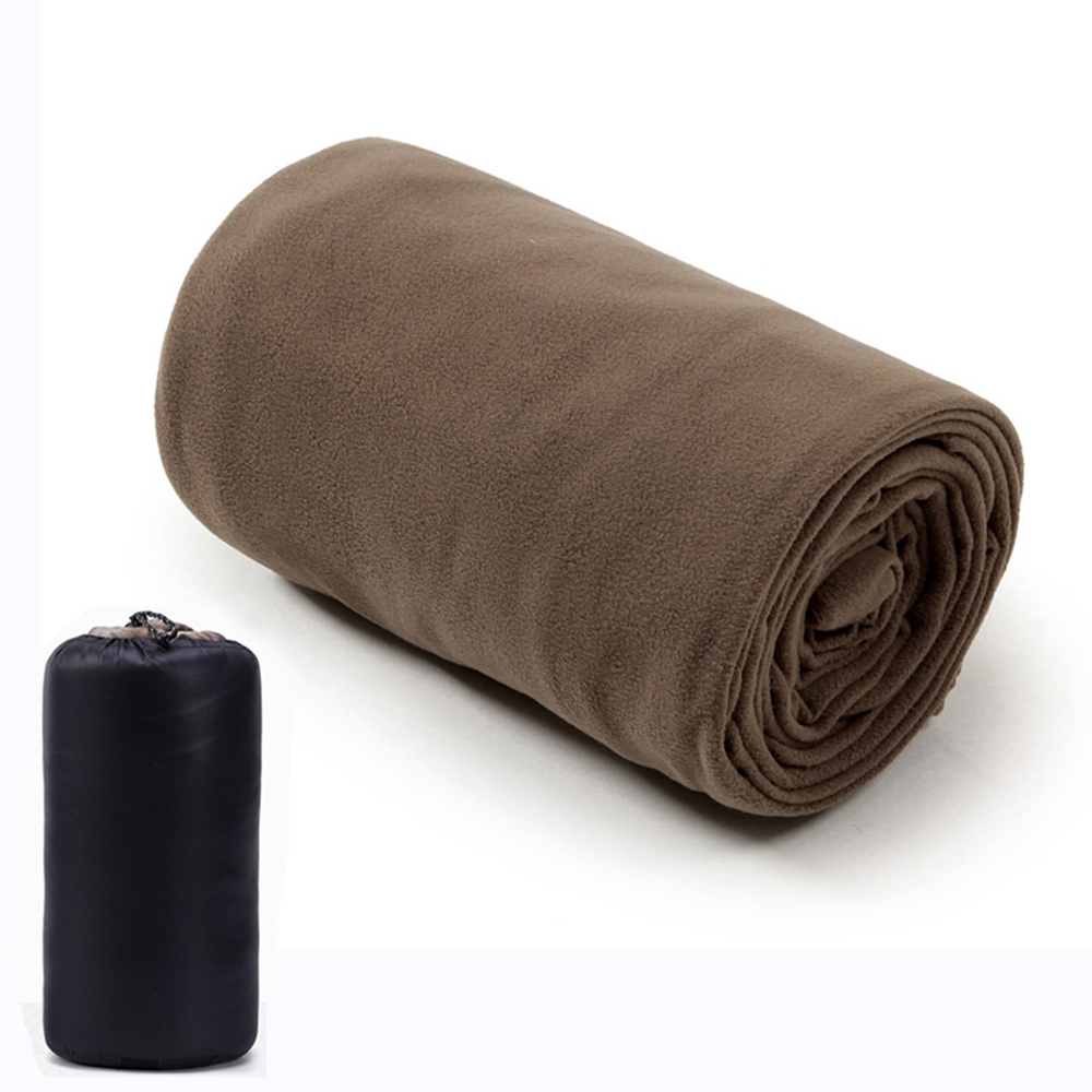 Draagbare slaapzakvoering Microfiber fleece reislaken Slaapzak Campingdeken met ritssluiting voor buiten kampeertentbed: Bruin