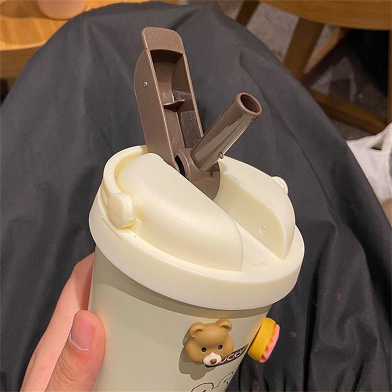 High-End Zakelijke Koffie Cup 304 Rvs Thermos Beker 500Ml Anti-Val Milieuvriendelijke Drinkware Mannen Vrouwen stro Type J318