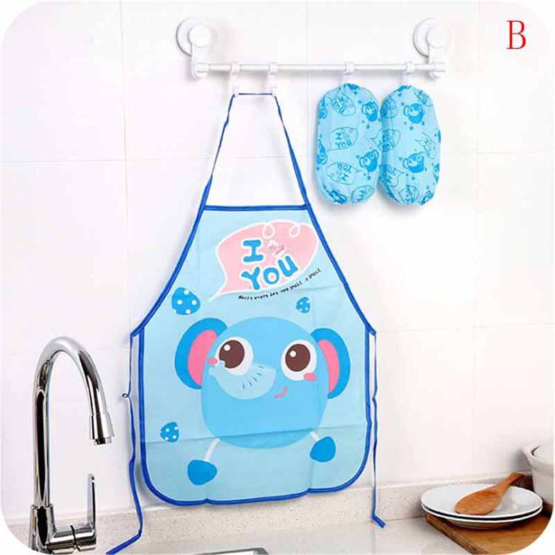 Cartoon kind schilderij schort kinderen beschermende mouwen zak kleuterschool keuken schilderen koken drinken enfant tafelschorten: Olifant