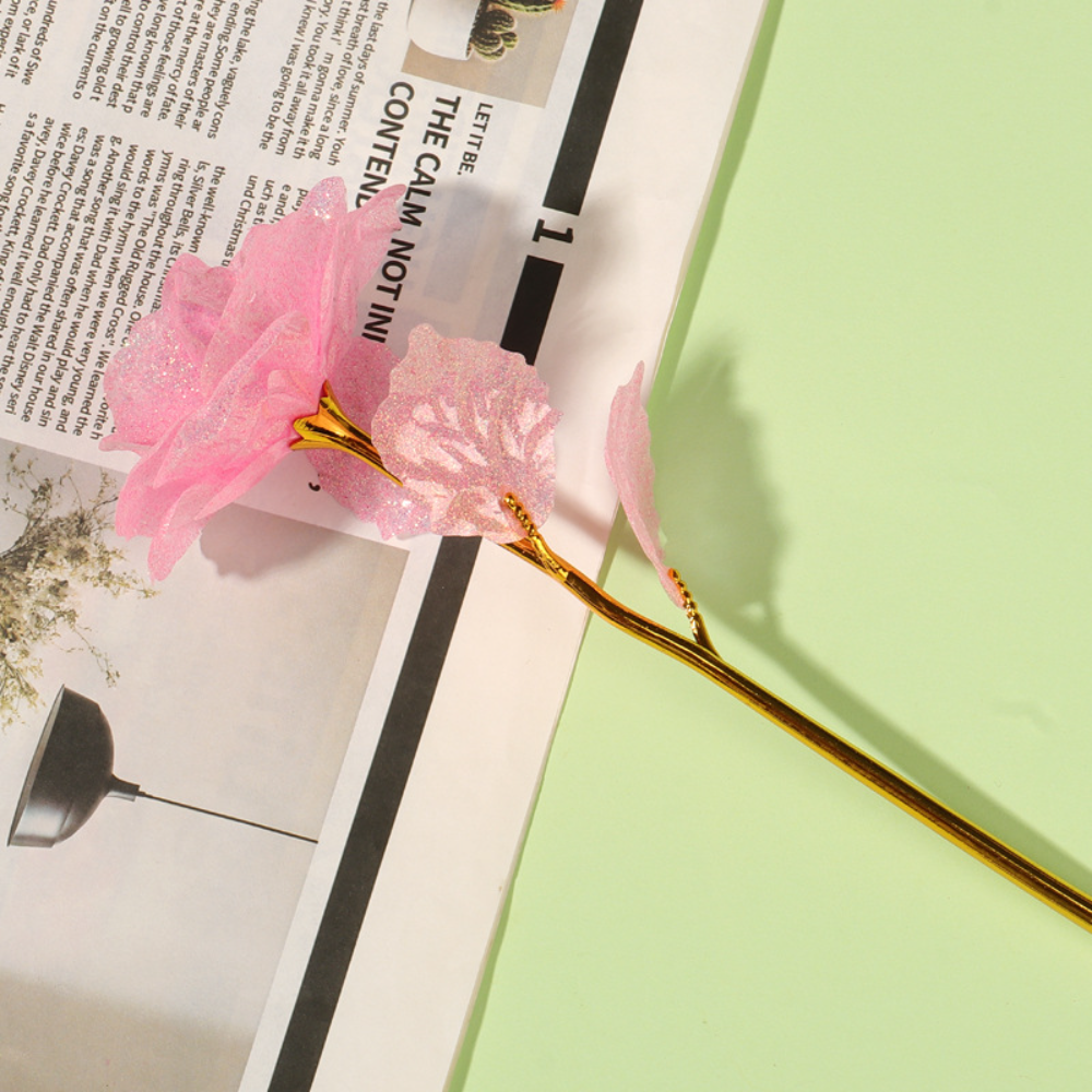 Sprankelende rozendecoratie Prachtige 24-karaats gouden roségouden folieroos Milieuvriendelijke kunstbloem voor feestwoonkamer Verjaardag