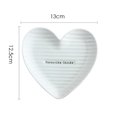 Plato de porcelana con forma de corazón, plato de cerámica para joyería, plato para pastel, postre, aperitivo, bandeja decorativa, decoración de mesa, juego de vajilla: Blanco pequeño