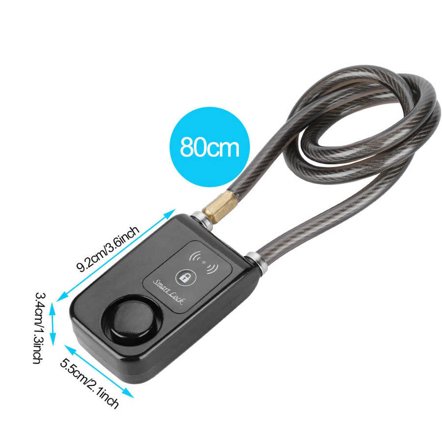 80cm Smart Keyless Bluetooth Lock Waterproof 110dB Wire Rope anti-theft Alarm Bicycle Lock candados de seguridad antivol velo